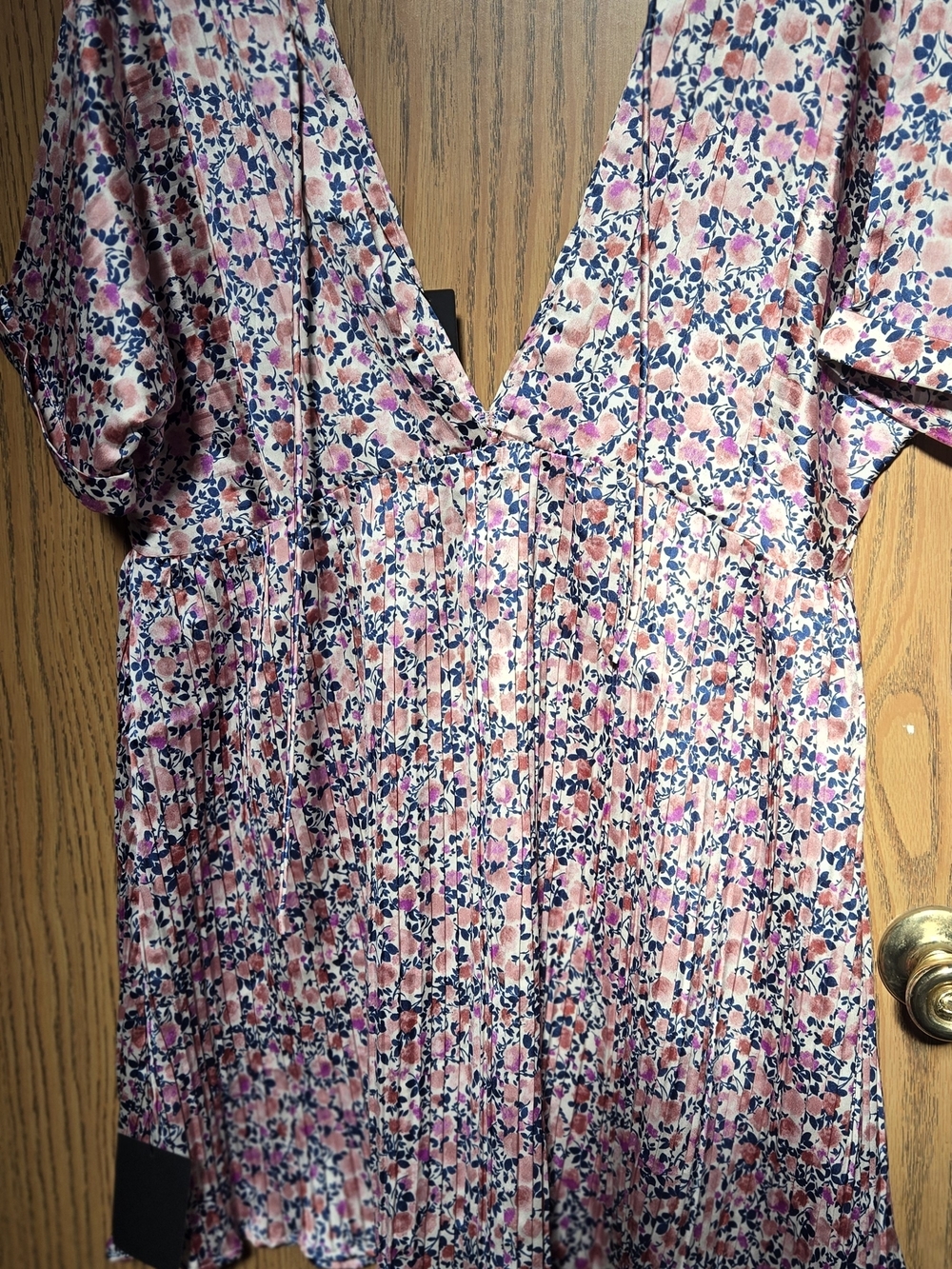Floral Pink V-Neck Women's Dress